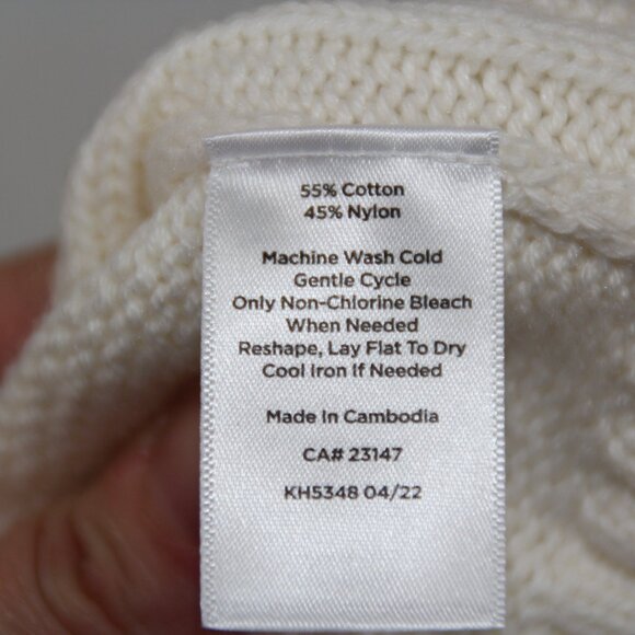 Talbots Vest Women's XS Cable Knit Ivory Pullover V-Neck Fisherman Sweater - Picture 4 of 5